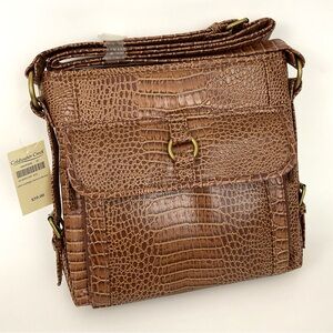 Coldwater Creek Sophie Crossbody Bag Brown Faux Crocodile